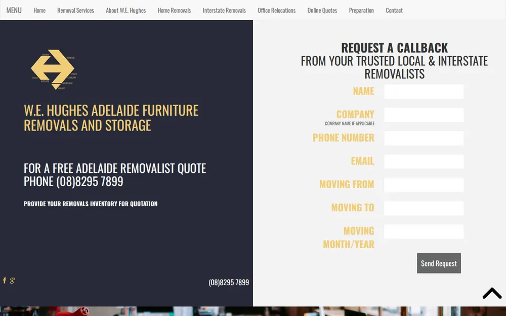 WE Hughes Removals homepage