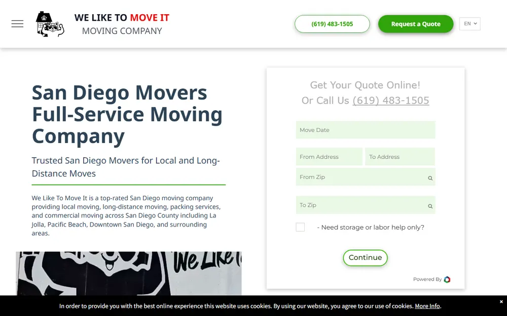 We Like To Move It Movers Moving Company homepage
