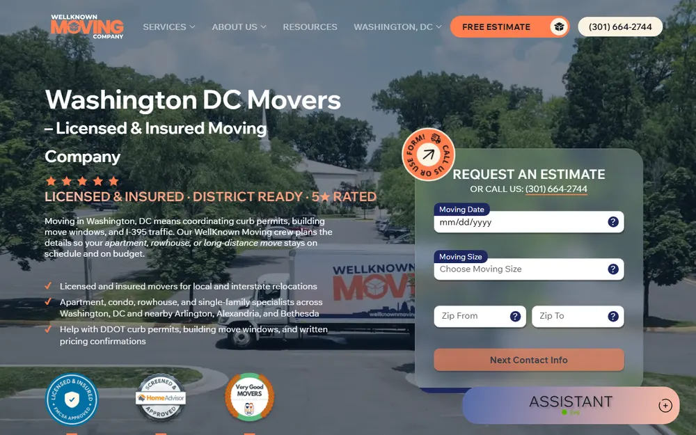WellKnown Moving Company homepage
