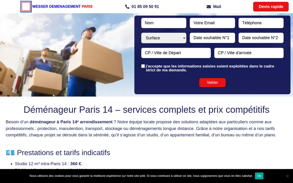WESSER DEMENAGEMENT PARIS homepage