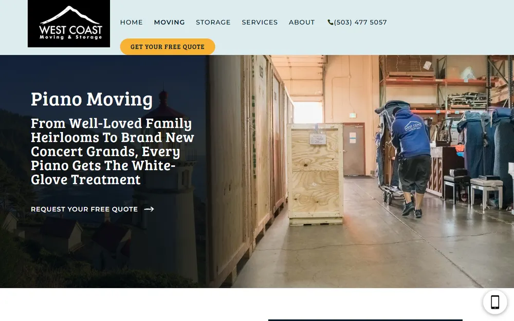 West Coast Moving & Storage homepage