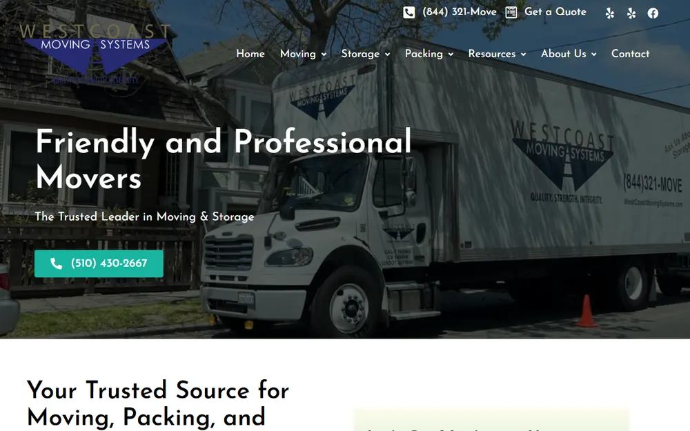 West Coast Moving Systems San Francisco homepage