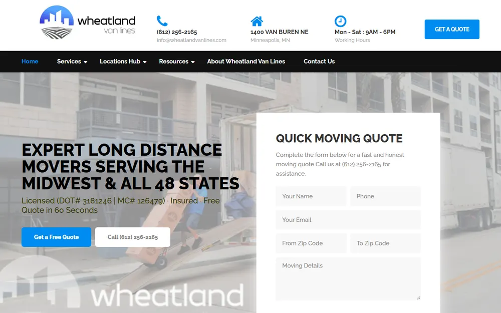 Wheatland Van Lines homepage