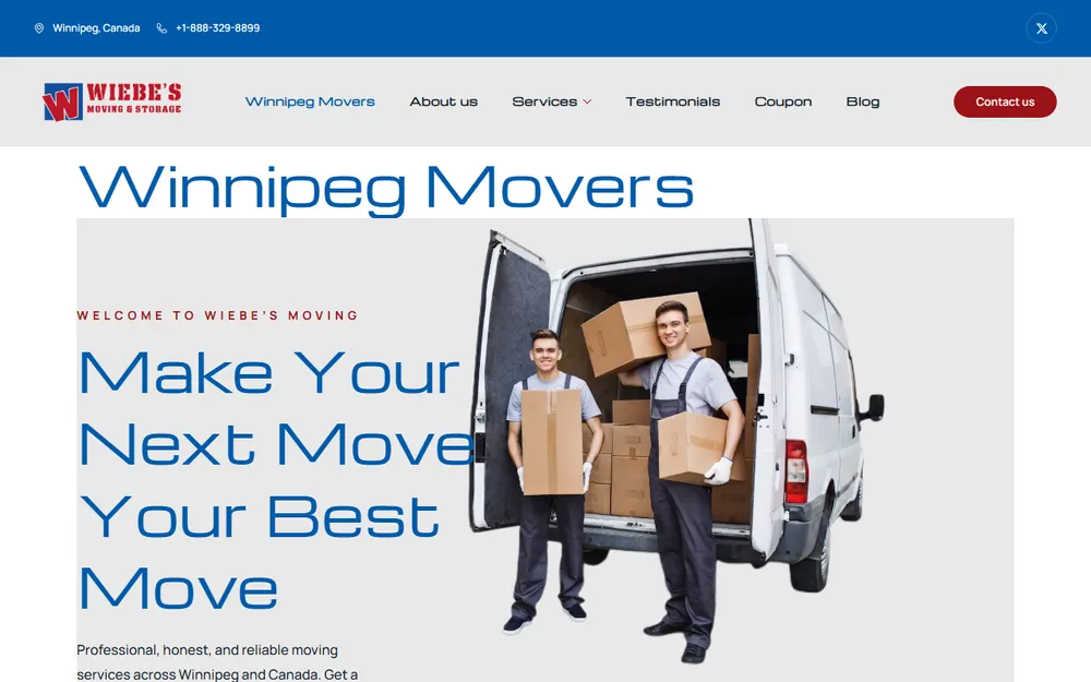 Wiebe's Moving & Storage homepage