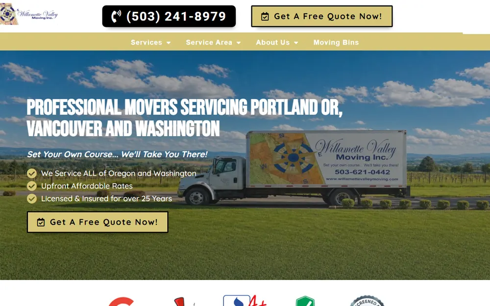 Willamette Valley Moving homepage