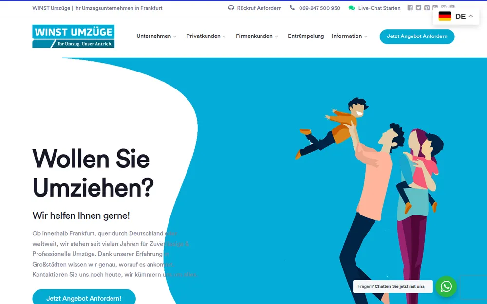WINST Umzüge, Entrümpelung & Transporte homepage