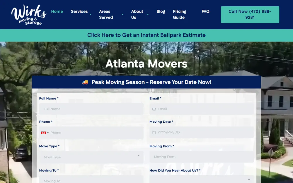 Wirks Moving and Storage homepage