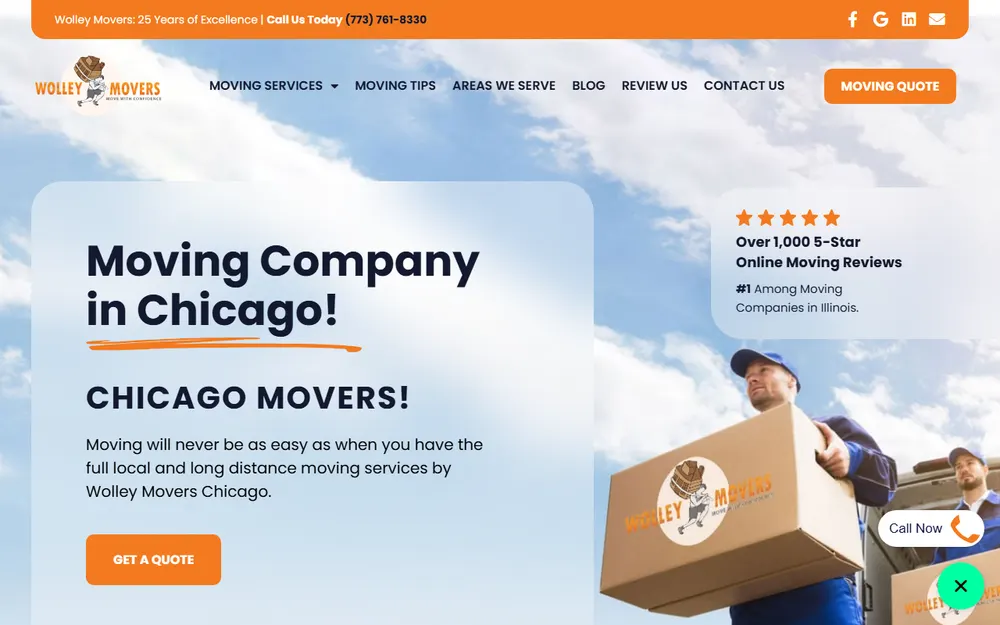 Wolley Movers Chicago homepage