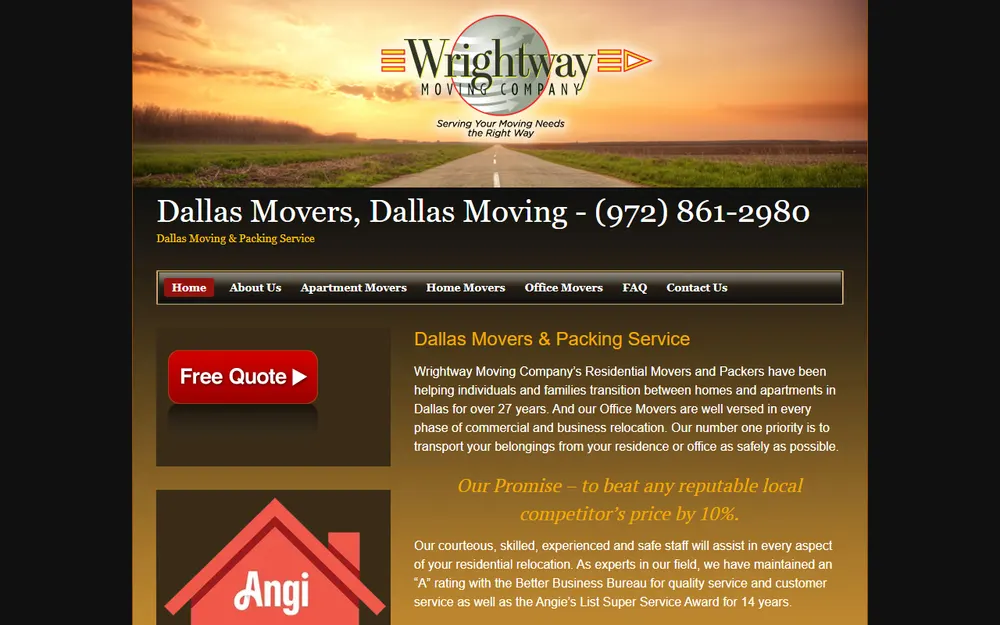 Wrightway Moving Company LLC homepage
