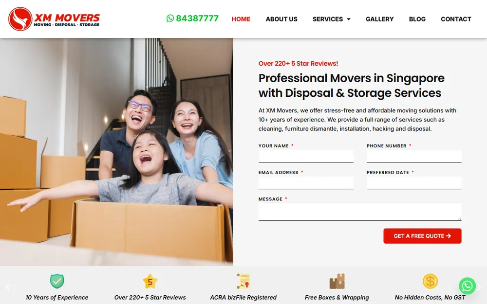 XM Movers homepage