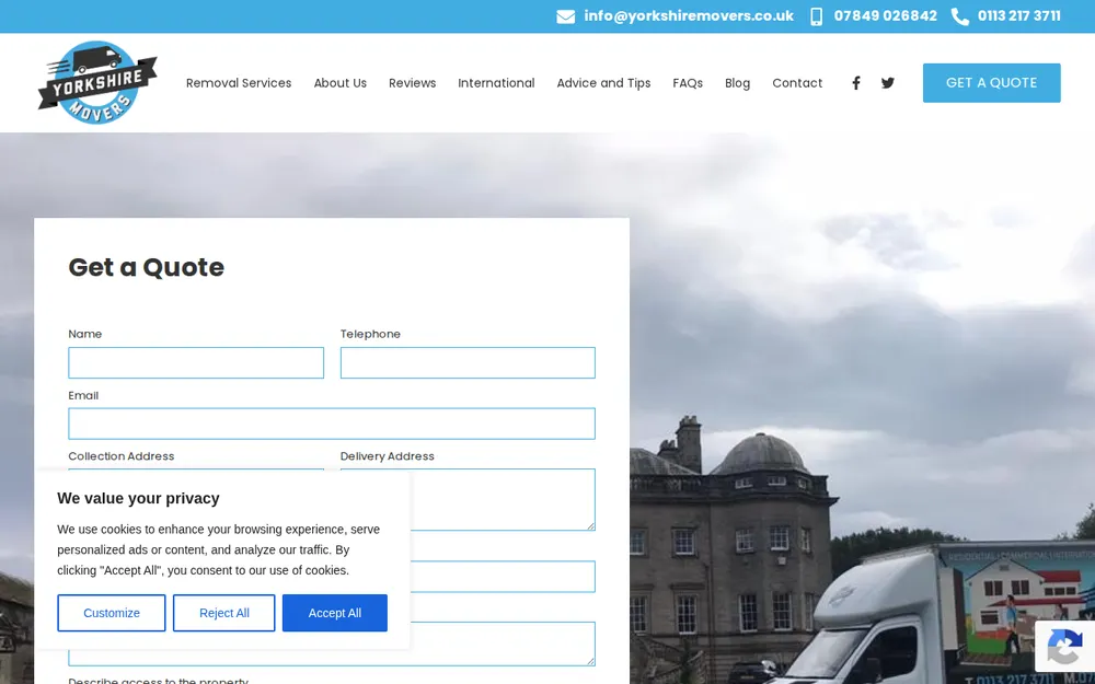 Yorkshire Movers homepage