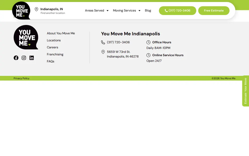 You Move Me Indianapolis homepage