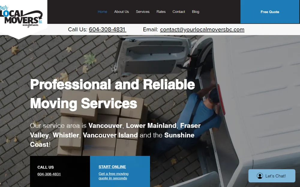 Your Local Movers LTD homepage