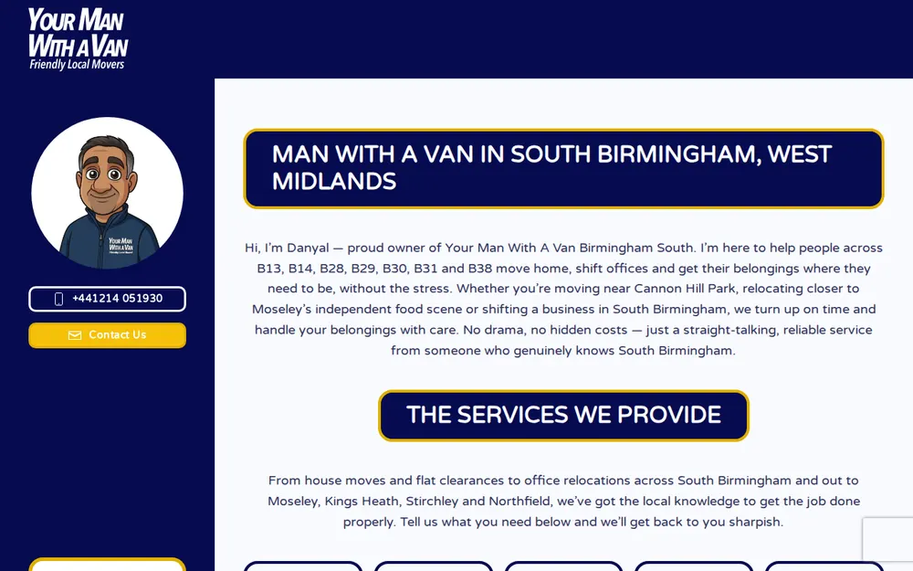 Your Man With A Van homepage