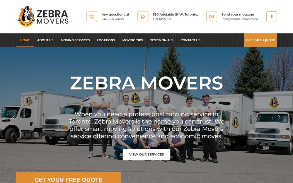 Zebra Movers homepage