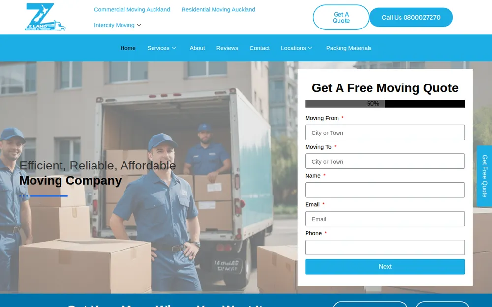 Zland Movers homepage