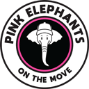 Pink elephants on the move logo